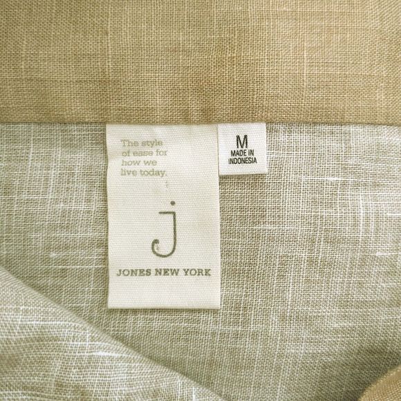 Jones New York Women's MED 100% Linen Tan Shift Dress Green Ombre - Picture 7 of 9